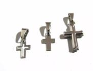 Kit 3 Pingentes Crucifixo Religioso Aço Inox.