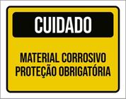 Kit 3 Placa Cuidado Material Corrosivo Obrigatória 36X46