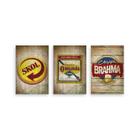 Kit 3 Placa Decorativa Quadro Skol Chopp Brahma Original Cerveja Quadro Área De Churrasco Rústico