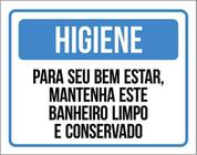 Kit 3 Placa Higiene Mantenha Banheiro Limpo Organizado 36X46