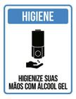 Kit 3 Placa Higienize Suas Mãos Com Alcool Em Gel Azul 36X46