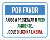 Kit 3 Placa Por Favor Ajupreservar Meio Ambiente Lixo 36X46