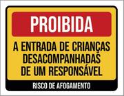 Kit 3 Placa Proibido Crianças Responsável Afogamento 36X46