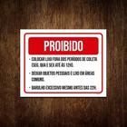 Kit 3 Placa Proibido Lixo Objetos Pessoas Barulho