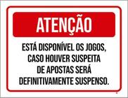 Kit 3 Placas Atenção Disponível Jogos Proibido Apostas