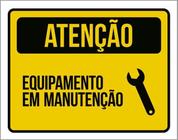 Kit 3 Placas Atenção Equipamento Manutenção Amarela - Sinalizo