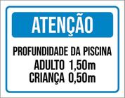 Kit 3 Placas Atenção Profundidade Piscina Adulto Criança