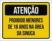 Kit 3 Placas Atenção Proibido Menores 18 Anos Sinuca