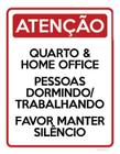 Kit 3 Placas Atenção Quarto Home Office Faça Silêncio