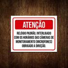 Kit 3 Placas Atenção Relógio Padrão Câmeras Monitoramento