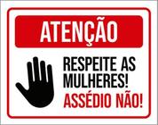 Kit 3 Placas Atenção Respeite Mulheres Assédio Não