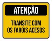 Kit 3 Placas Atenção Transite Com Faróis Acesos