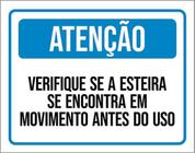 Kit 3 Placas Atenção Verifique Esteira Movimento Antes Uso