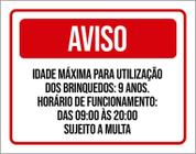 Kit 3 Placas Aviso Idade Máxima Utilização Brinquedos