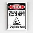 kit 3 Placas aviso perigo proibida a entrada risco de morte - Mago das Camisas