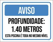 Kit 3 Placas Aviso Profundidade 1 E 40 Metros Piscina 36X46