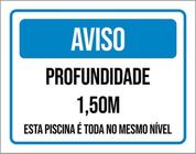 Kit 3 Placas Aviso Profundidade 1,50 Metros