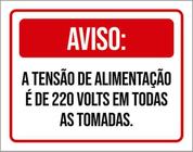 Kit 3 Placas Aviso Tensão Alimentação 220V