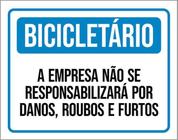 Kit 3 Placas Bicicletário Empresa Não Responsabiliza Danos