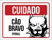 Kit 3 Placas Cuidado Cão Bravo Pitbull