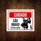 Kit 3 Placas Cuidado Cão Cachorro Bravo Pastor Alemão