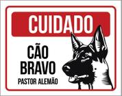 Kit 3 Placas Cuidado Cão Cachorro Bravo Pastor Alemão