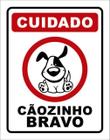 Kit 3 Placas Cuidado Cãozinho Bravo Desenho 36X46