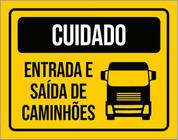 Kit 3 Placas Cuidado Entrada E Saída De Caminhões 36X46