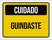 Kit 3 Placas Cuidado Guindaste Amarela 36X46