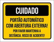 Kit 3 Placas Cuidado Portão Abertura Externa Distância Risco