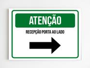 kit 3 Placas de aviso recepção porta ao lado seta direita - Mago das Camisas