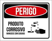 Kit 3 Placas De Perigo Produto Corrosivo 36X46