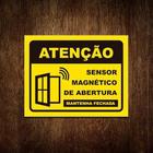 Kit 3 Placas De Sinalização - Atenção Sensor Magnético