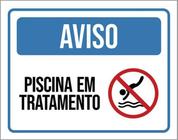 Kit 3 Placas De Sinalização Aviso Piscina Em Tratamento