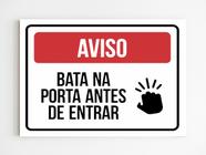 Kit 3 Placas de sinalização bata na porta antes de entrar