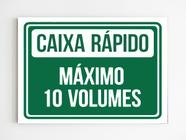 Kit 3 placas de sinalização caixa rápido máximo 10 volumes