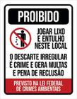 Kit 3 Placas De Sinalização Proibido Jogar Lixo Lei Federal