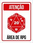 Kit 3 Placas Decorativa - Dado D20 Atenção Área De Rpg