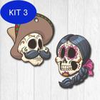 Kit 3 Placas Decorativas Casal Caveiras Mexicanas Em Mdf 23X29Cm Cada Peça R+ Adesivos