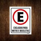 Kit 3 Placas Estacionamento Exclusivo Motos Bicicletas