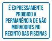 Kit 3 Placas Expressamente Proibido Não Moradores Piscinas