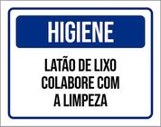 Kit 3 Placas Higiene Latão Lixo Colabore Com Limpeza