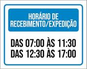 Kit 3 Placas Horário Recebimento Expedição