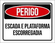 Kit 3 Placas Perigo Escada Plataforma Escorregadia