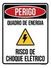 Kit 3 Placas Perigo Quadro Energia Risco Choque Elétrico