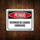 Kit 3 Placas Perigo Respingos De Líquidos Corrosivos