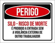 Kit 3 Placas Perigo Silo Risco De Morte