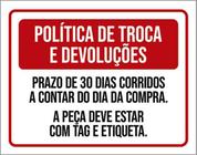 Kit 3 Placas Política De Troca E Devoluções 36X46