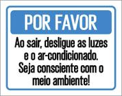 Kit 3 Placas Por Favor Desligue Luzes Meio Ambiente