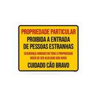 Kit 3 Placas Proibida Entrada Risco Alvejado Cão Bravo